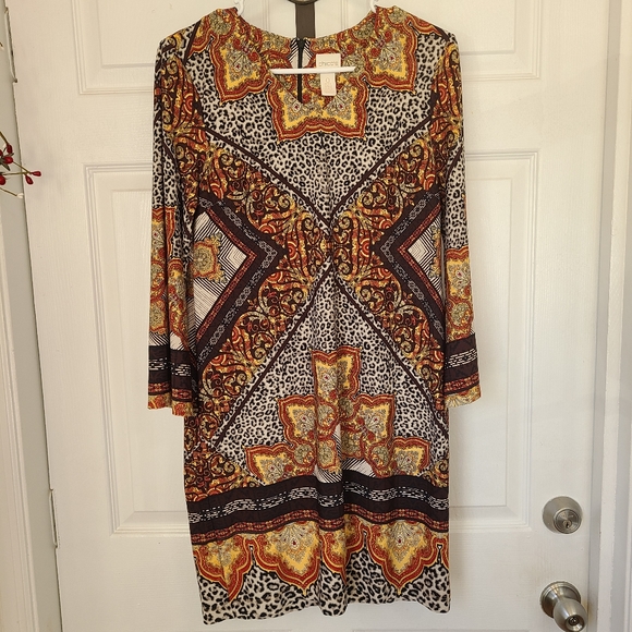 (1440) Chico's Woman's Long Sleeve Dress, Size: 0P Color: African Print - Picture 4 of 14